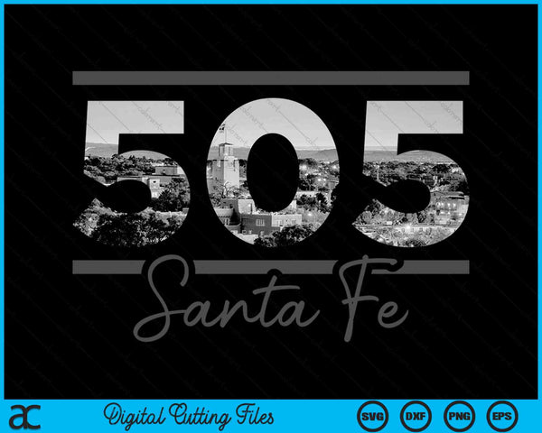 Santa Fe 505 Netnummer Skyline New Mexico Vintage SVG PNG digitale snijbestanden