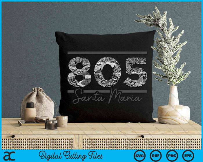 Santa Maria 805 Netnummer Skyline Californië Vintage SVG PNG digitale snijbestanden