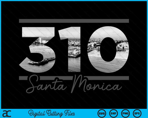 Santa Monica 310 Netnummer Skyline Californië Vintage SVG PNG digitale snijbestanden