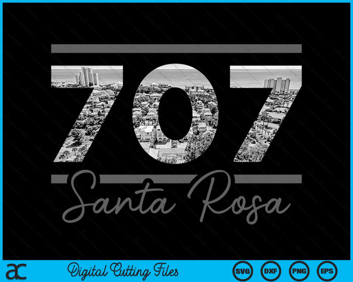 Area Code 707 Santa Rosa 707 Area Code Skyline California Vintage SVG Cutting Files ...