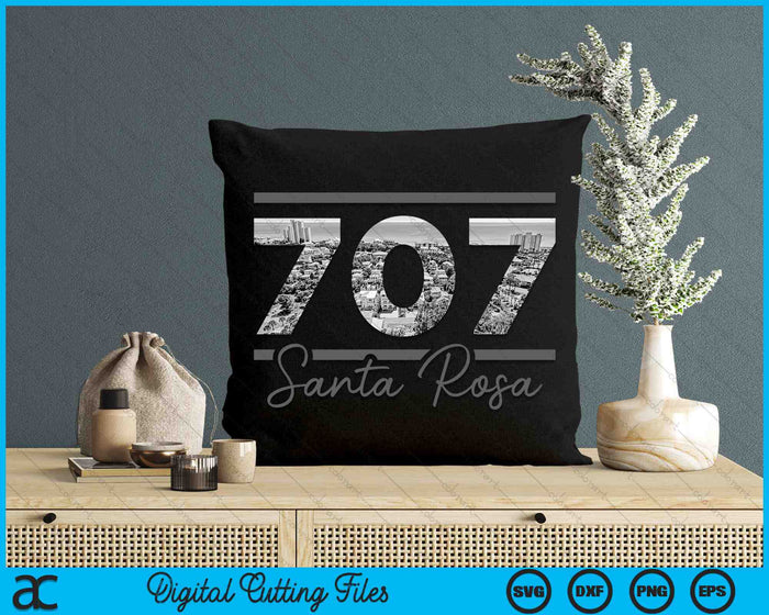 Santa Rosa 707 Area Code Skyline California Vintage SVG PNG Digital Cutting Files