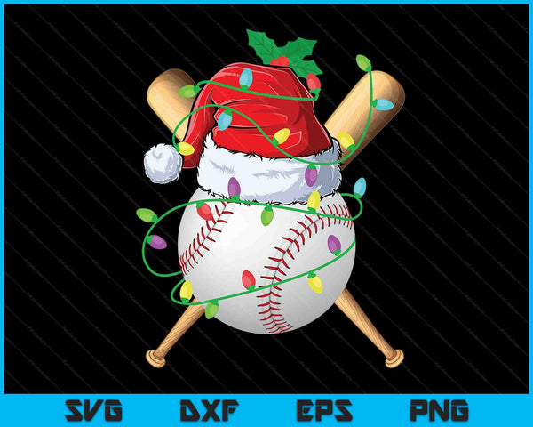 Santa Sports Design voor mannen jongens Kerstmis honkbalspeler SVG PNG digitale snijbestanden