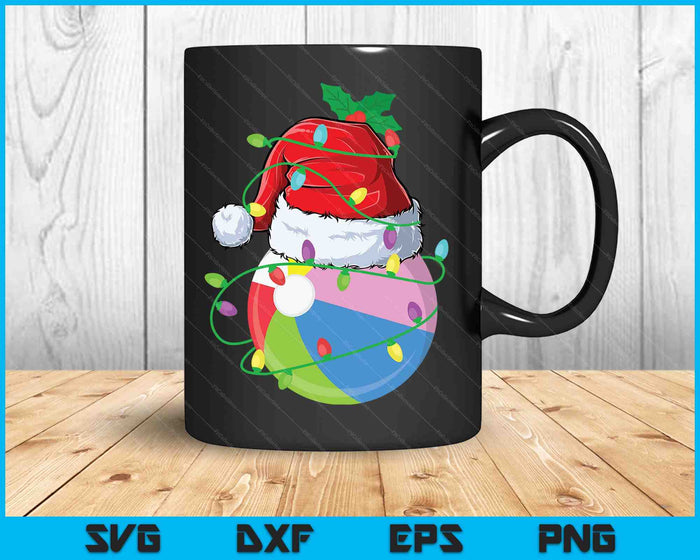 Santa Sports Design For Men Boys Christmas Beach Ball Player SVG PNG Digital Cutting Files