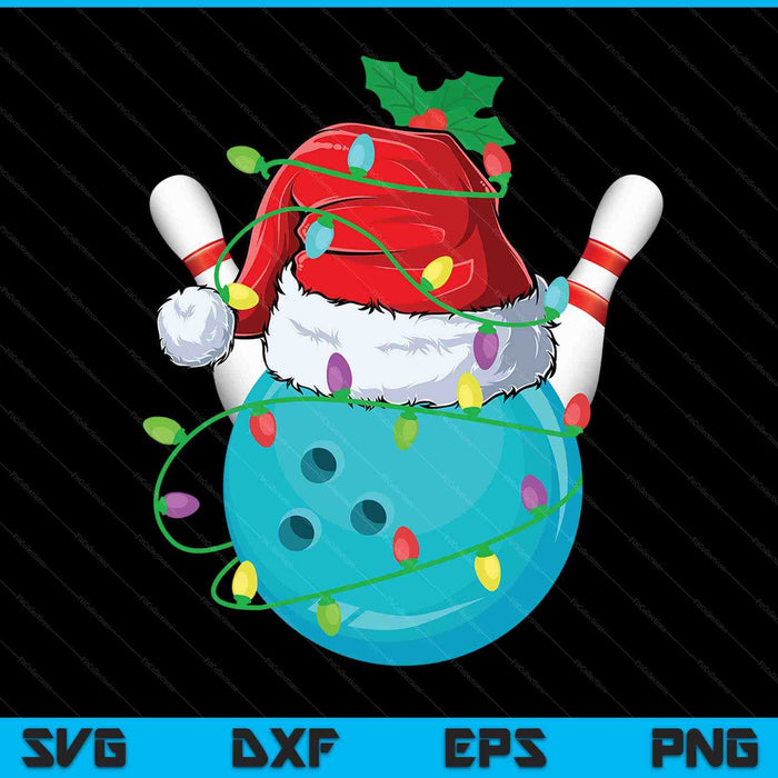 Santa Sports Design For Men Boys Christmas Bowling Ball Player SVG PNG Digital Cutting Files