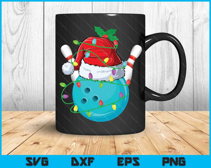 Santa Sports Design For Men Boys Christmas Bowling Ball Player SVG PNG Digital Cutting Files