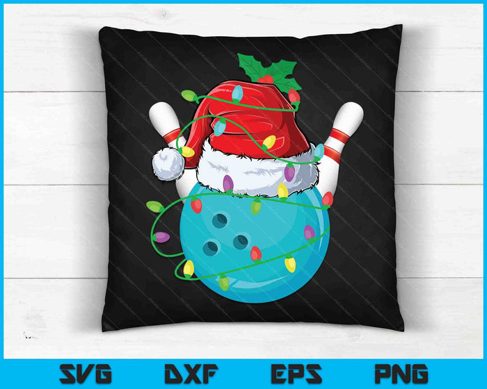 Santa Sports Design For Men Boys Christmas Bowling Ball Player SVG PNG Digital Cutting Files