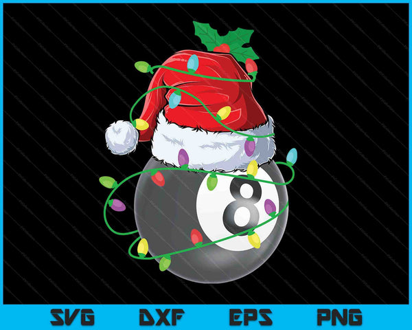 Santa Sports Design voor mannen jongens Kerstmis Pool Ball speler SVG PNG digitale snijbestanden