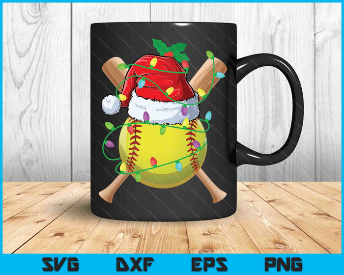 Santa Sports Design For Men Boys Christmas Softball Player SVG PNG Digital Cutting Files