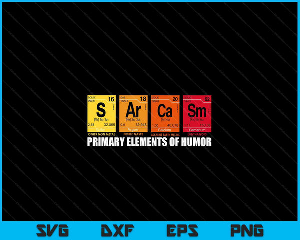 Sarcasme elementen van humor periodiek systeem grafische SVG PNG digitale snijbestanden