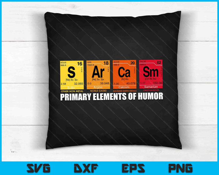 Sarcasme elementen van humor periodiek systeem grafische SVG PNG digitale snijbestanden