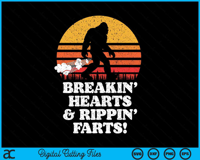 Sasquatch Breakin Hearts & Rippin Farts! Funny Bigfoot Sun SVG PNG Digital Printable Files