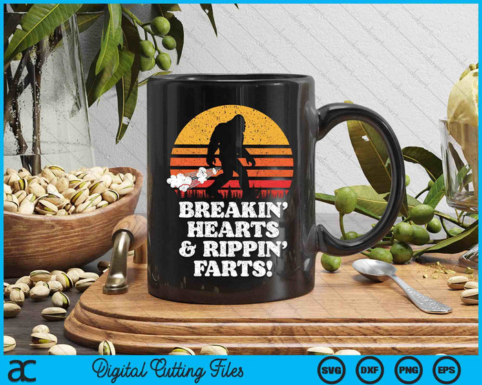 Sasquatch Breakin Hearts & Rippin Farts! Funny Bigfoot Sun SVG PNG Digital Printable Files