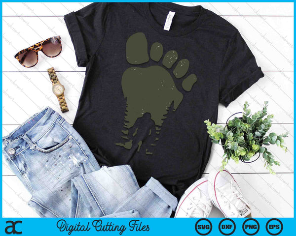 Sasquatch Or Bigfoot In The Forest Footprint SVG PNG Digital Printable Files