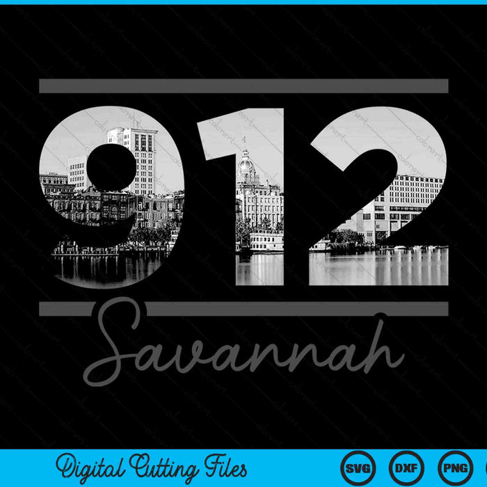 Savannah 912 Area Code Skyline Georgia Vintage SVG PNG Digital Cutting Files