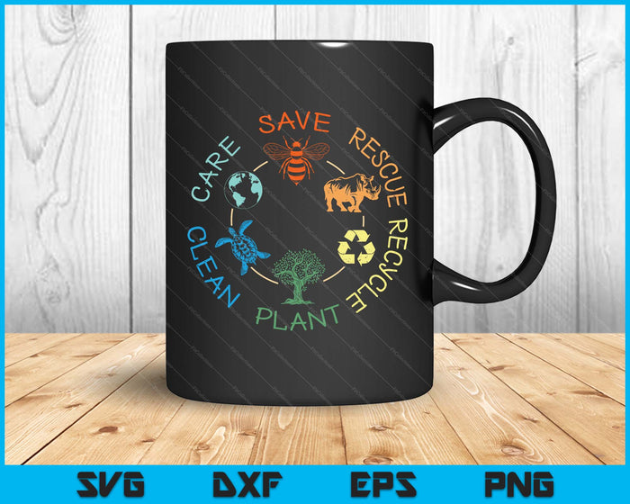 Save Bees Rescue Animals Recycle Plastic Earth Day SVG PNG Digital Printable Files