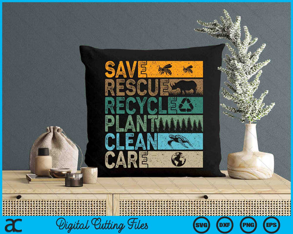 Save Bees Rescue Animals Recycle Plastics Fun Earth Day SVG PNG Digital Printable Files