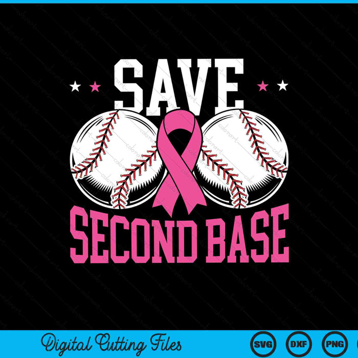 Guardar segunda base jugador de béisbol Concientización sobre el cáncer de mama SVG PNG archivos de corte digital