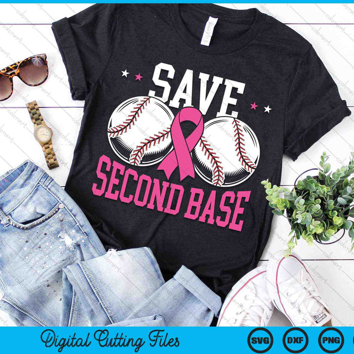 Save Second Base Baseball Player Breast Cancer Awareness SVG PNG Digital Cutting Files