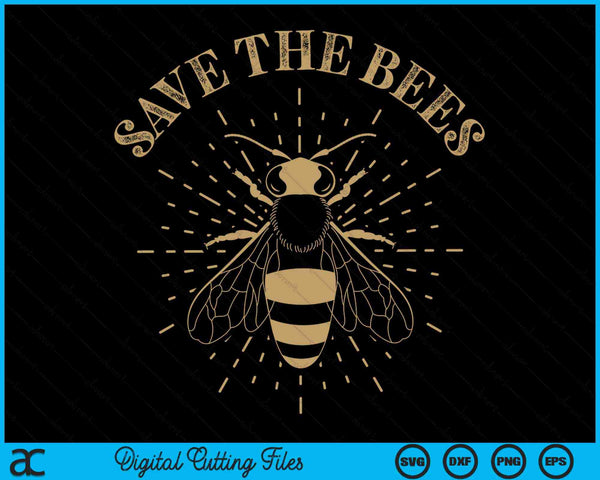 Save The Bees Retro Bijenstal Bee Imker Aarde Dag SVG PNG Digitale Snijbestanden