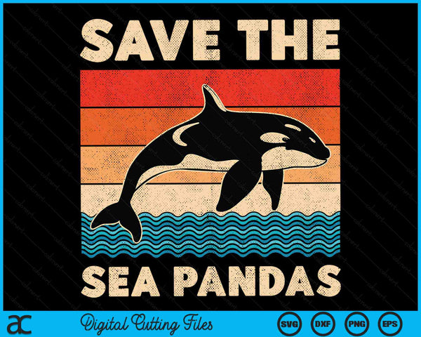Save The Sea Pandas Rescue Killer Whale Orcas Marine Biology SVG PNG Digital Printable Files