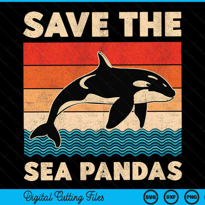 Save The Sea Pandas Rescue Killer Whale Orcas Marine Biology SVG PNG Digital Printable Files