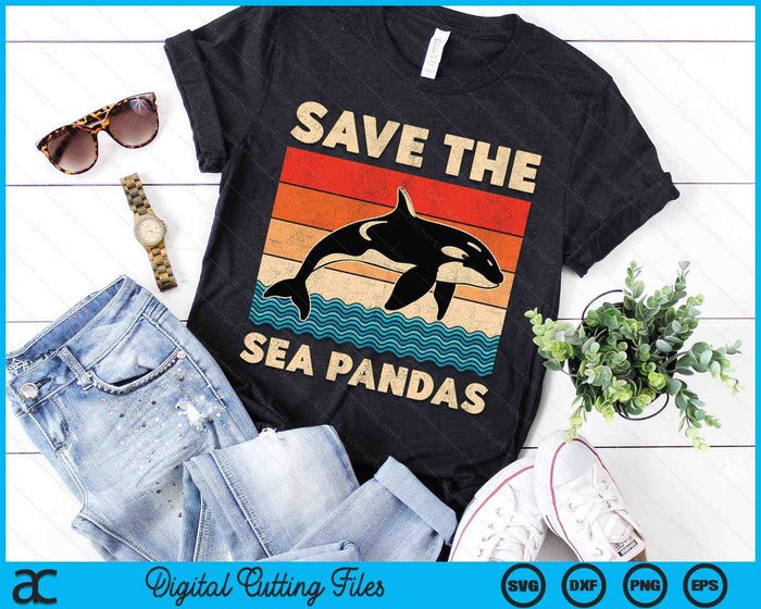 Save The Sea Panda's Rescue Orka Orka's Mariene biologie SVG PNG digitale afdrukbare bestanden