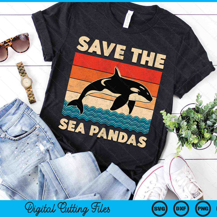 Save The Sea Pandas Rescue Killer Whale Orcas Marine Biology SVG PNG Digital Printable Files