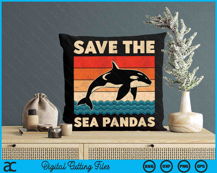 Save The Sea Panda's Rescue Orka Orka's Mariene biologie SVG PNG digitale afdrukbare bestanden