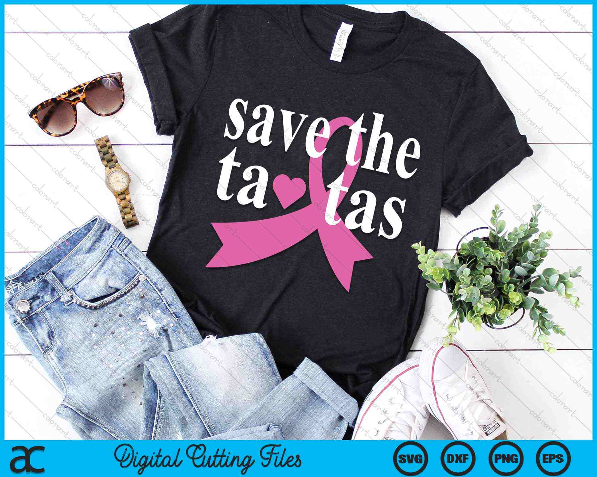 Breast Cancer Funny Save The Ta Tas Gift Graphic T Shirts for Women T-Shirts