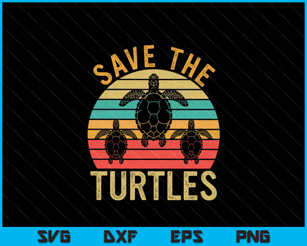 Save the turtles animal rights retro style sea turtle SVG cut file