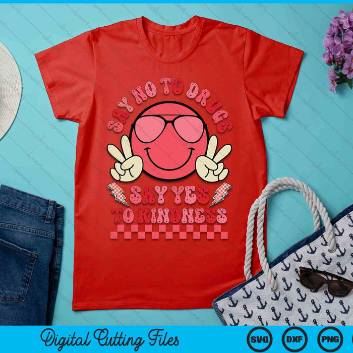 Say Not Drug-Free Say Yes To Kindness Red Ribbon Week Retro SVG PNG Digital Printable Files