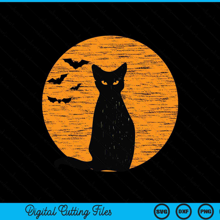 Scary Black Cat Halloween Traje Vintage SVG PNG Archivos de corte digital