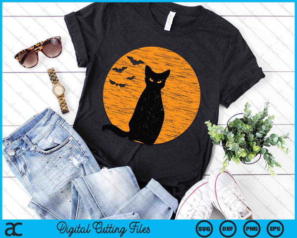 Scary Black Cat Halloween Costume Vintage SVG PNG Digital Cutting Files - on a t-shirt