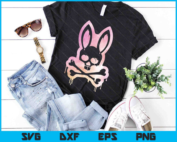 Scary Skull And Crossbones Bad Rabbit Horror Bunny Halloween SVG PNG Digital Cutting File - on a t-shirt