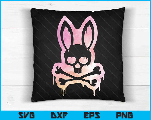 Eng Skull and Crossbones slecht konijn Horror Bunny Halloween SVG PNG digitaal snijden-bestand