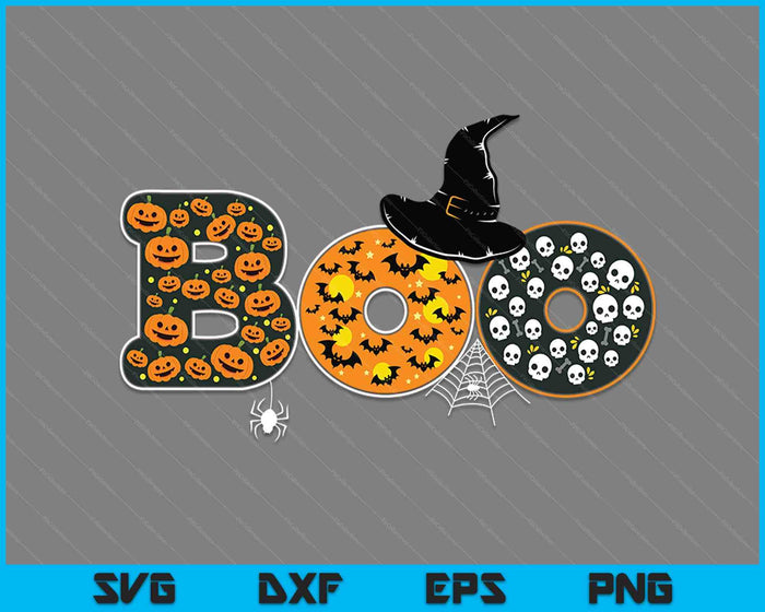 Scary Boo With Spiders and Witch Hat Halloween Costume SVG PNG Digital Cutting Files