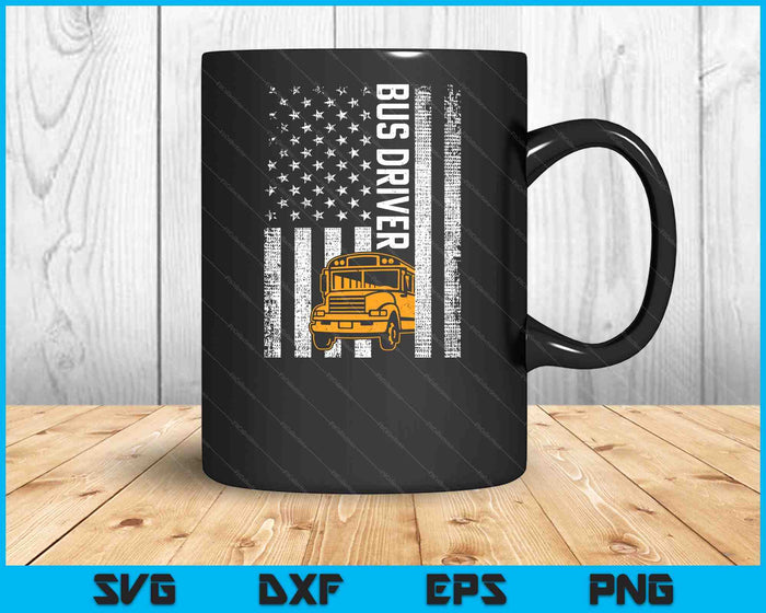 School Bus Driver Usa American Flag Funny Bus Driver Gift SVG PNG Digital Cutting Files