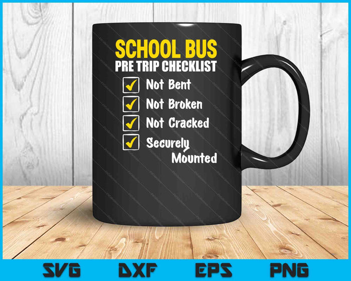 Schoolbus Pre Trip checklist schoolbuschauffeur waardering SVG PNG digitale snijbestanden