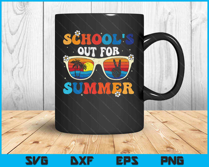 School's Out For Summer Retro Last Day Of School SVG PNG Cutting Printable Files