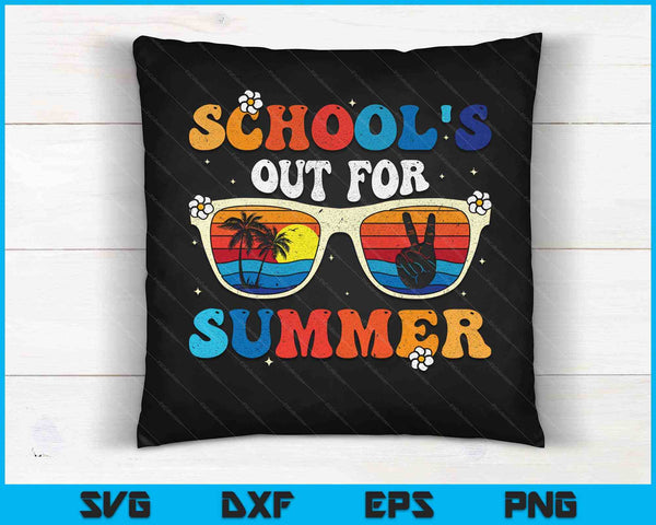 School's Out For Summer Retro Last Day Of School SVG PNG Cutting Printable Files