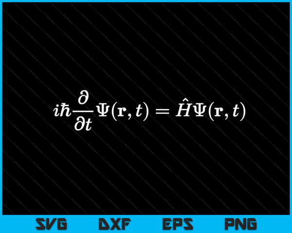 Schrodinger-vergelijking kwantummechanische systeemfysica SVG PNG digitale snijbestanden