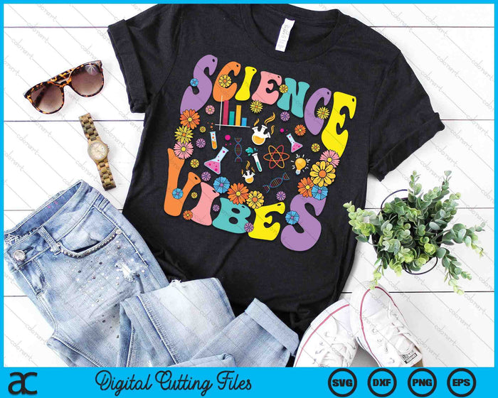 Science Vibes Retro 1st Day Of Back To School Groovy Teacher SVG PNG Digital Printable Files