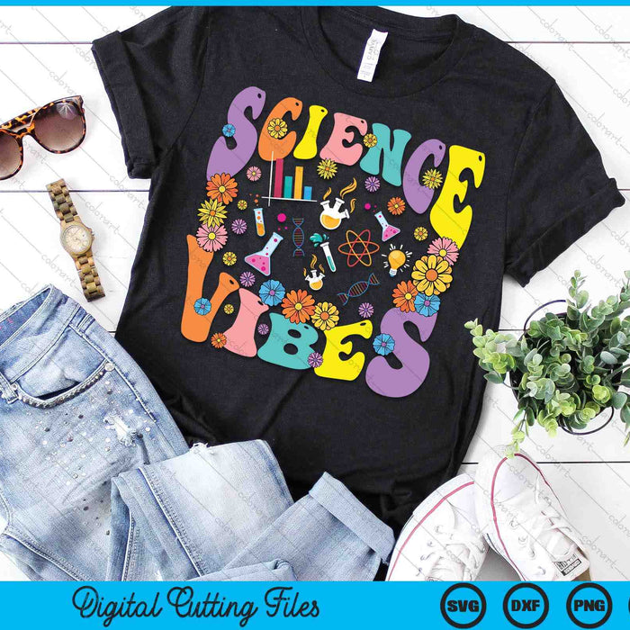 Science Vibes Retro 1st Day Of Back To School Groovy Teacher SVG PNG Digital Printable Files