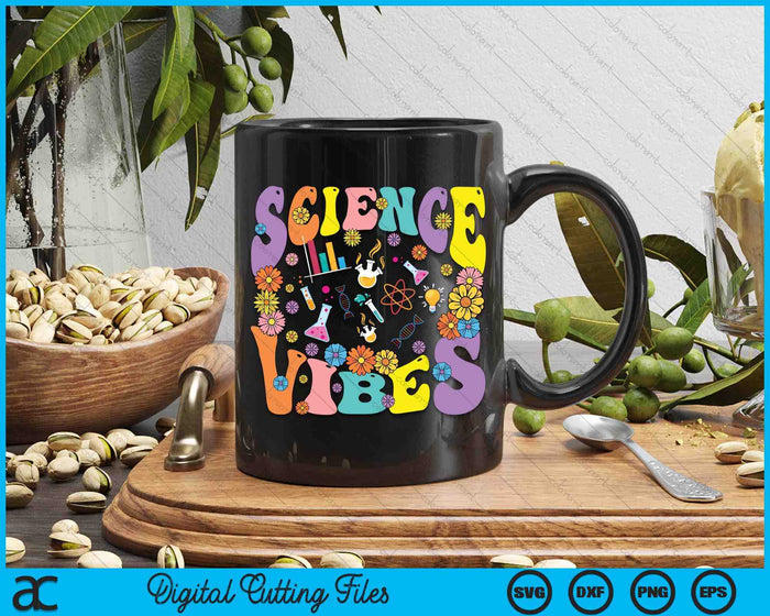 Science Vibes Retro 1st Day Of Back To School Groovy Teacher SVG PNG Digital Printable Files