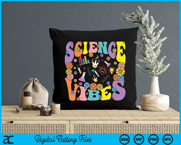 Science Vibes Retro 1st Day Of Back To School Groovy Teacher SVG PNG Digital Printable Files