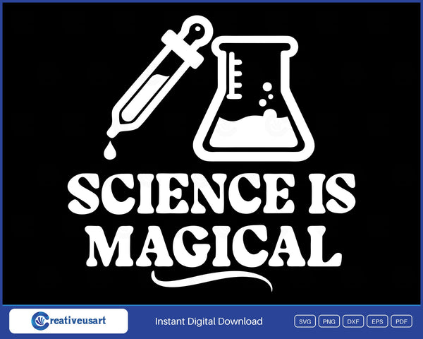 Science Is Magical flask SVG design on black background