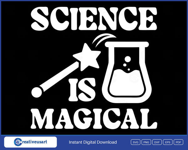 Science Is Magical star wand SVG design on black background