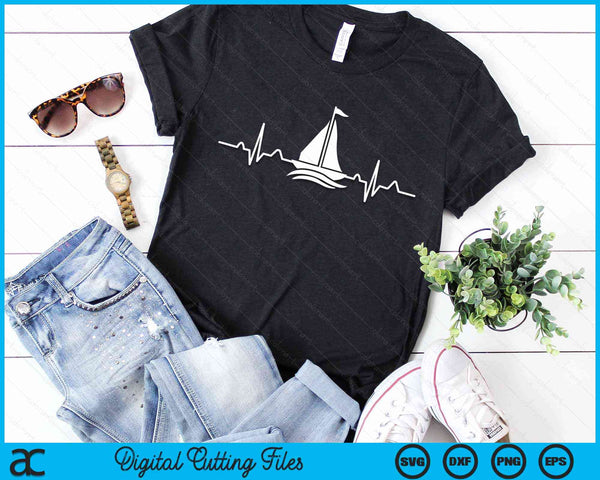 Sea Captain Gift Sail Boat Heartbeat Boat Sailing SVG PNG Digital Cutting Files