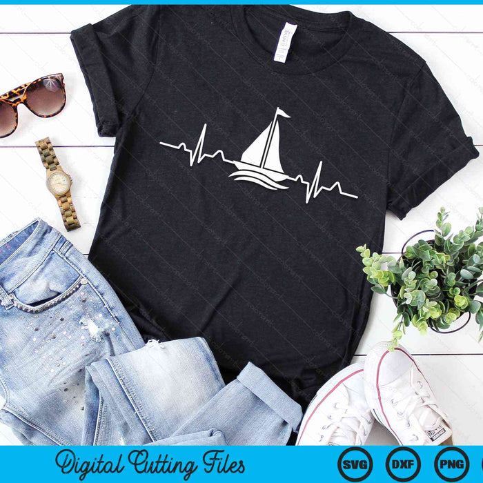 Sea Captain Gift Sail Boat Heartbeat Boat Sailing SVG PNG Digital Cutting Files