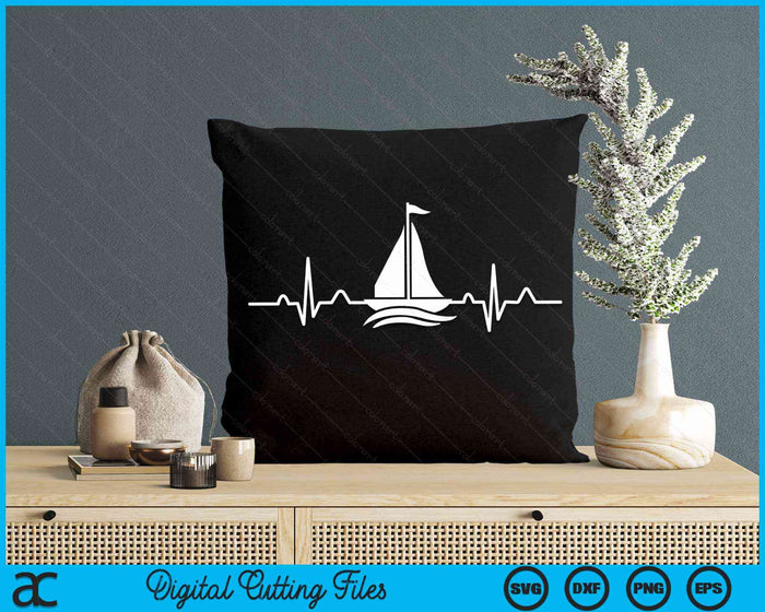 Sea Captain Gift Sail Boat Heartbeat Boat Sailing SVG PNG Digital Cutting Files